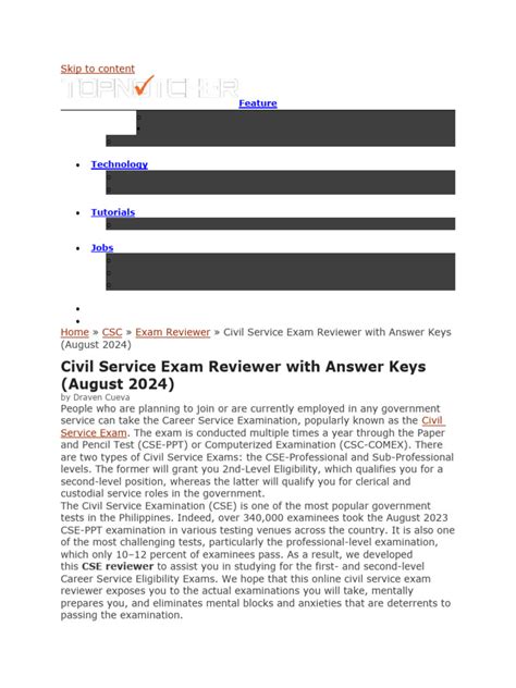 csphr review|Civil Service Exam Reviewer with Answer Keys (August .